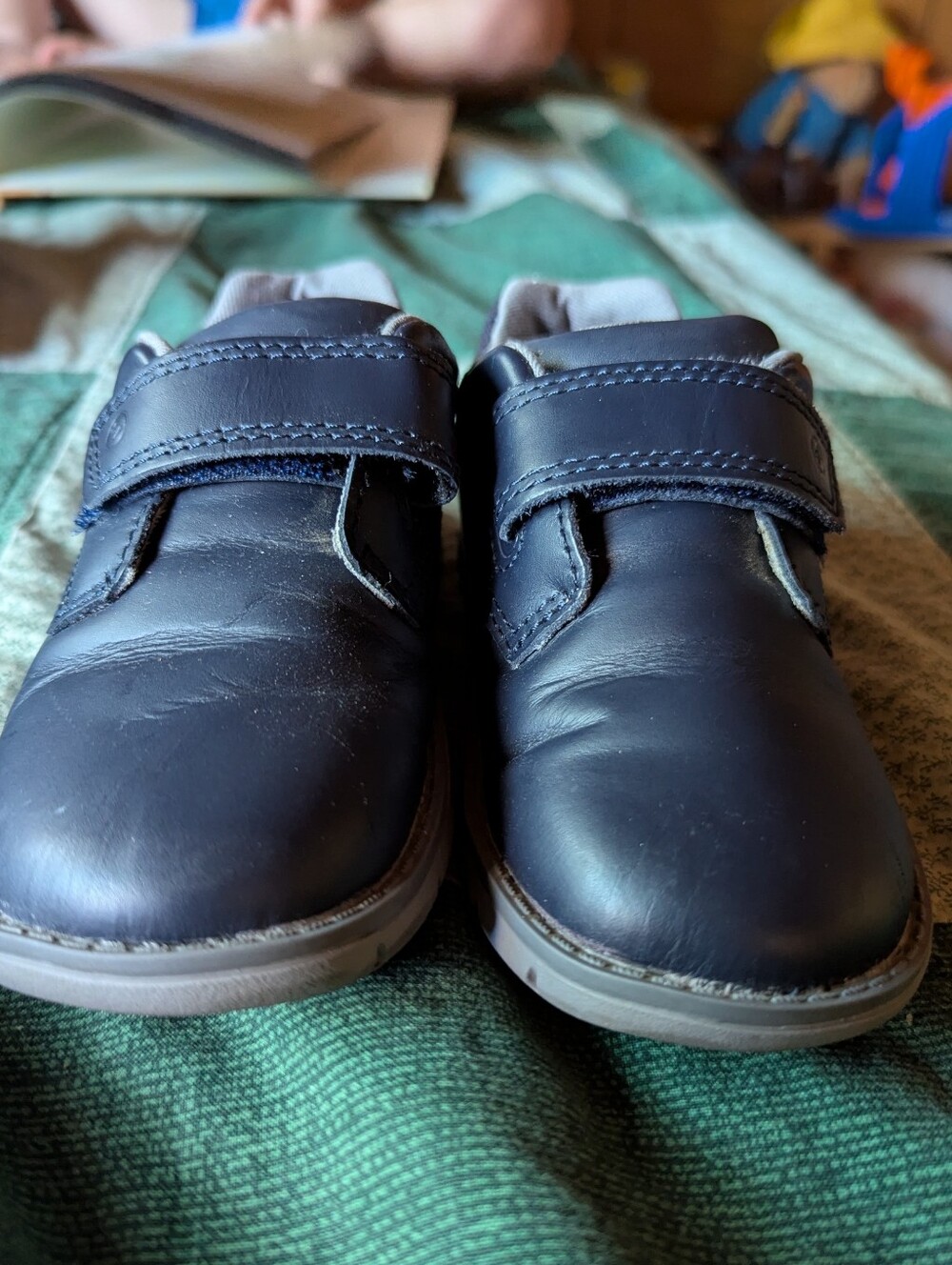 Stride Rite Navy Leather Dress Shoes for Kids